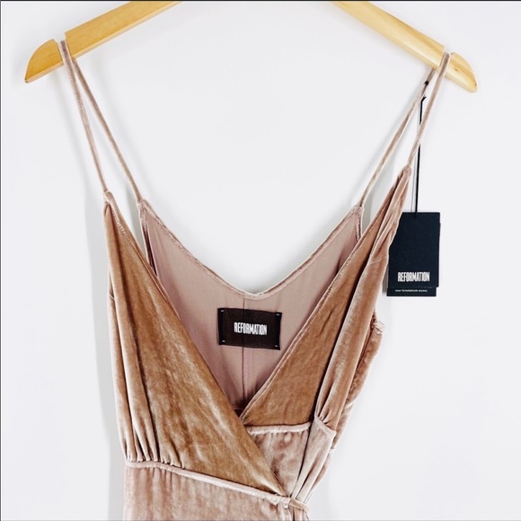 NWT Reformation Anoush Velvet Silk Wrap Midi Dress - Picture 8 of 12